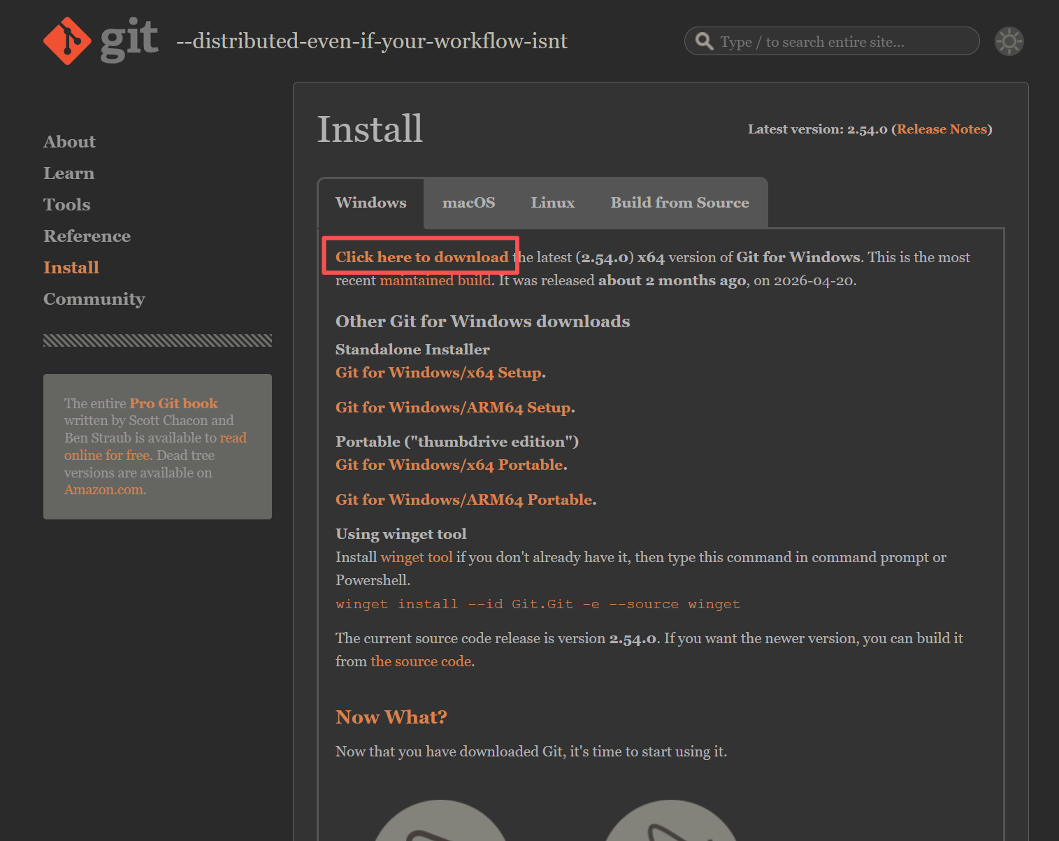 Git for Windows 官方下载入口